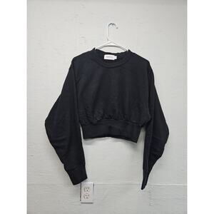 Talentless NWOT Dolman Cropped Crop Hoodie Black Heavyweight Pullover Sz Medium